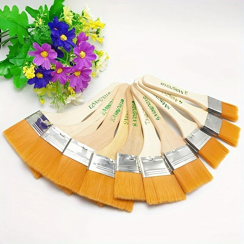 12pcs/set Nylon Bristles Oil Painting Board Brush Barbecue Brush Large Medium Small Paint Bristles Brush Art With Children's Qme