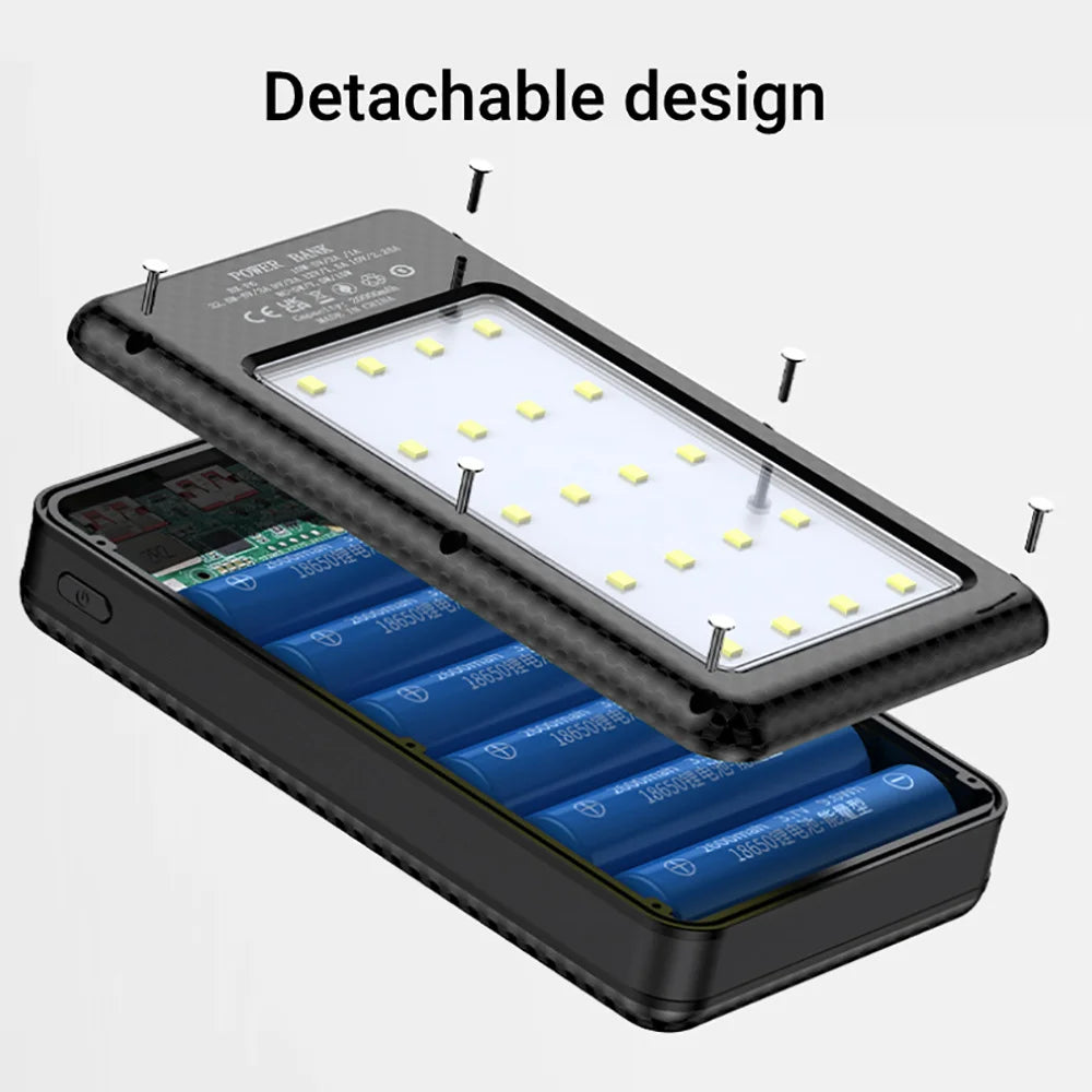 Multifunctional 6 Slots 18650 Battery Holder DIY Mobile Power Shell 10W Fast Charging LED Lamp Outdoor Portable Charger Case Qme