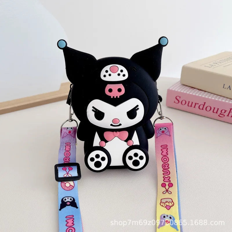 Hello Kitty Kuromi Coin Purse Cute Cartoon Student-Style Instagram-Inspired Fashion Bag Melody Silicone Crossbody Bag Qme 12