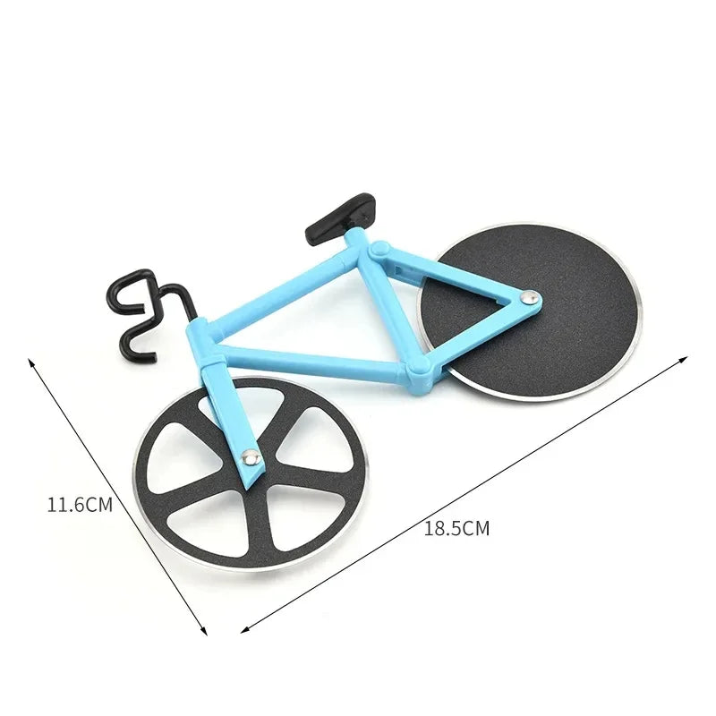 Stainless Steel Pizza Knife Two-wheel Bicycle Shape Pizza Cutting Knife Pizza Tool Bike Round Pizza Cutter Knives Kitchen Tools Qme