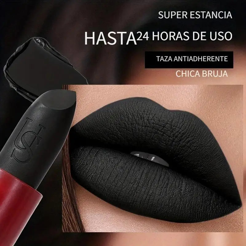 Matte Vampire Black Lipstick Lip Stick Impact Highly Pigmented Velvet Qme