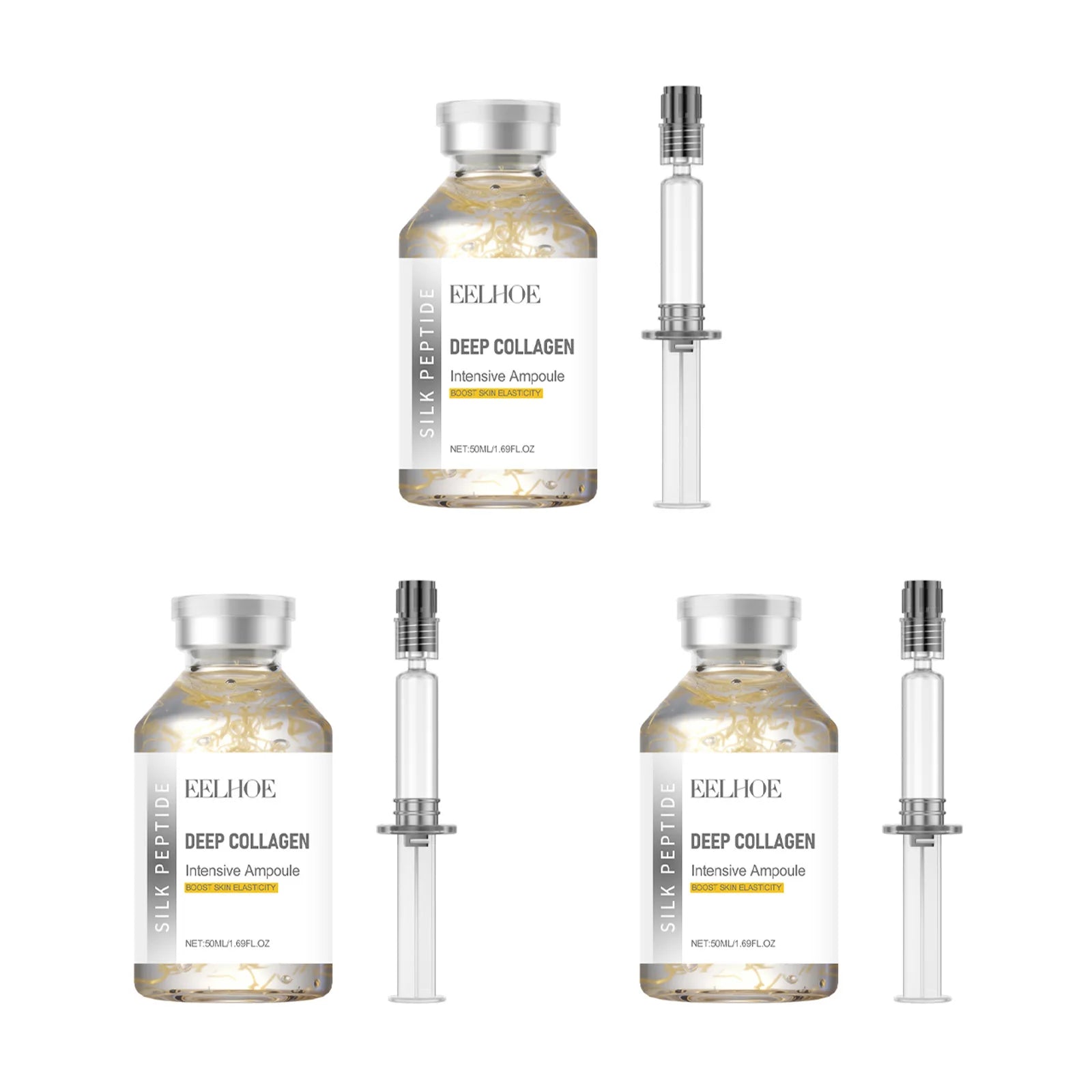 Silk Peptide Intensive Lifting Ampoule Deep Collagen Intensive Revitalizing Essence Face Tightening Smoothing Anti Aging Serum Qme 3pcs