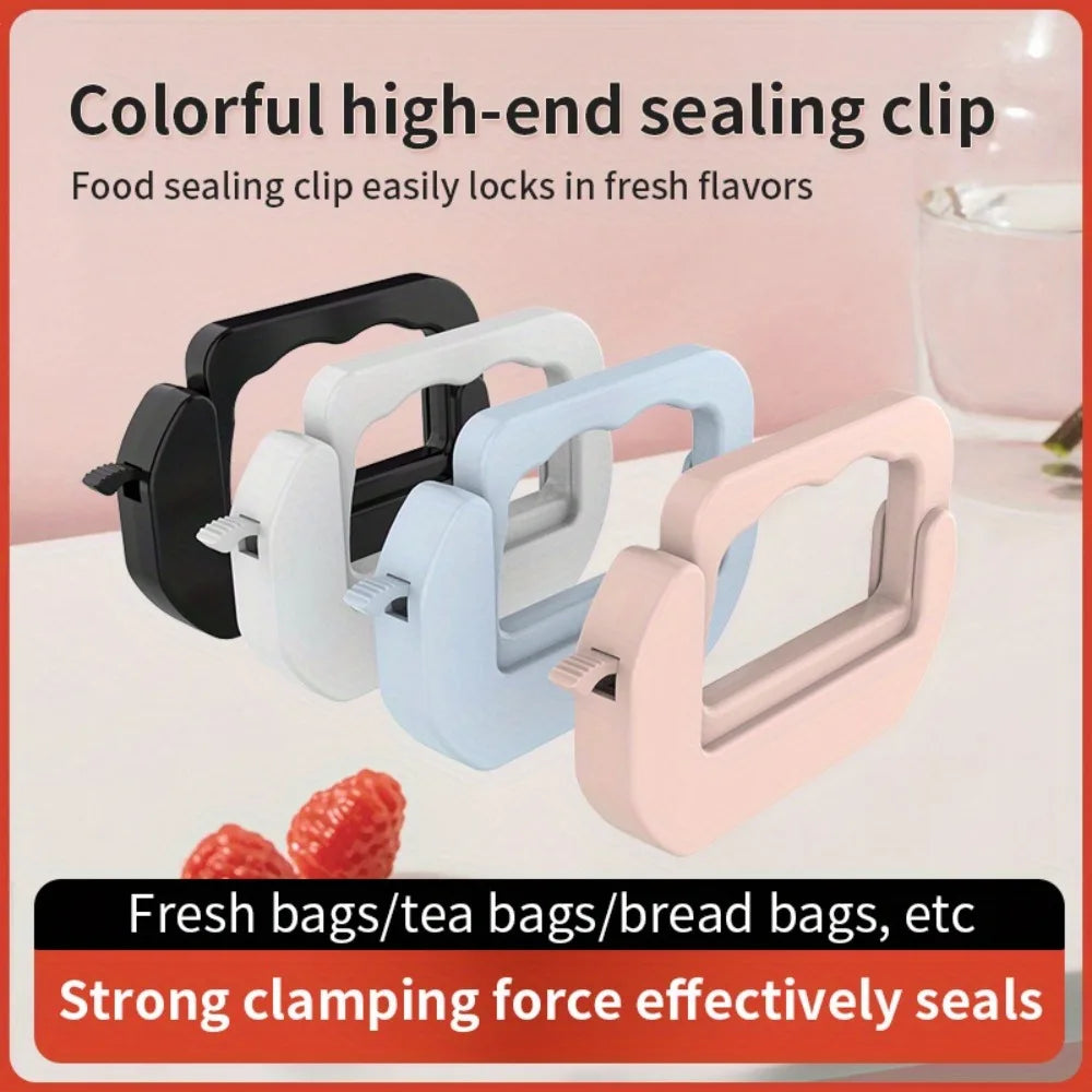 Reusable Food Bag Sealing Clips, Plastic Snack Bag Sealer Clips, Adjustable Kitchen Bag Sealers,, Black/White/Blue/Pink Qme