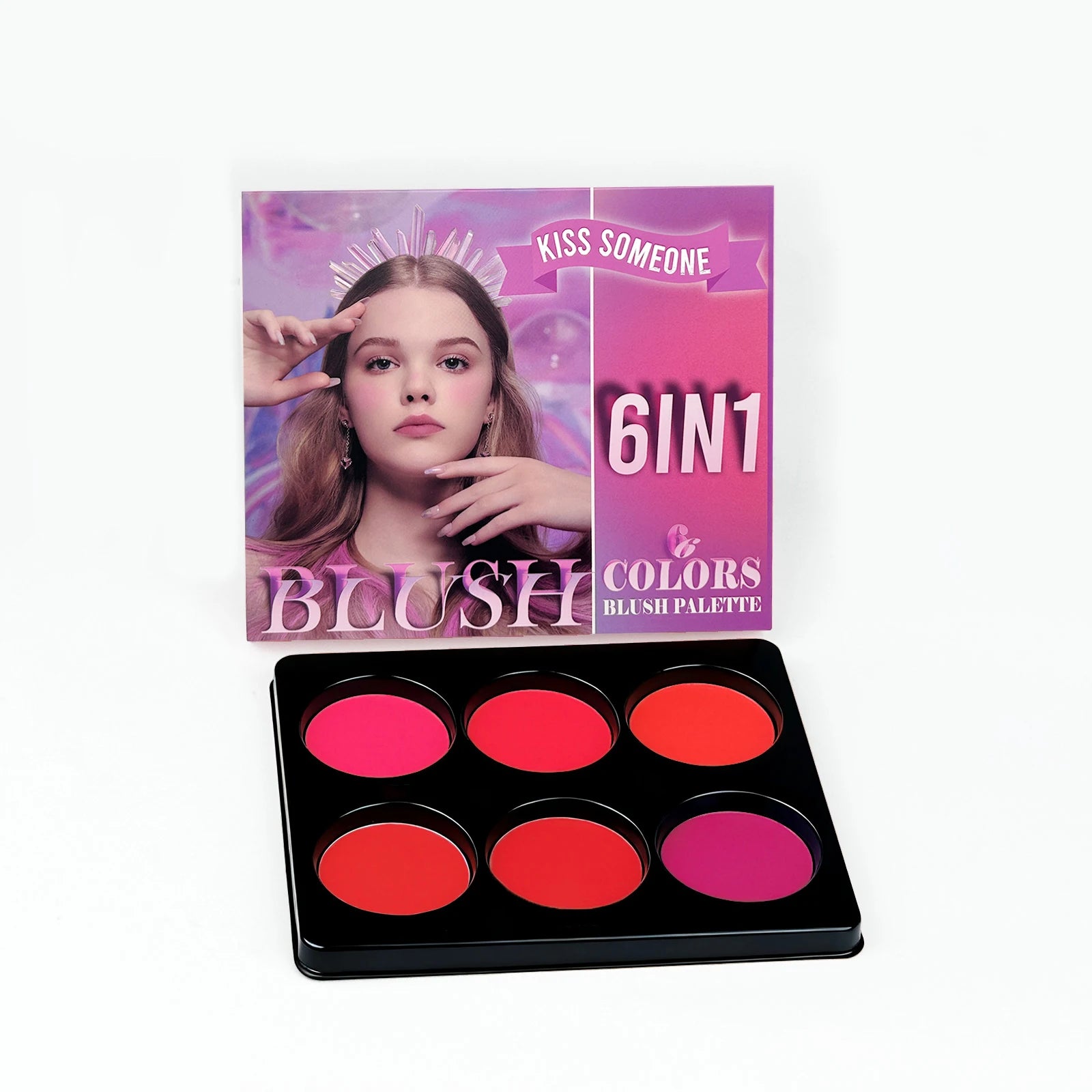 6 Colors Blush Palette for Cheeks,Face Matte Contour Blush Makeup Palette,Buildable Shimmer Facial Cheek Blusher Shades Qme 30g