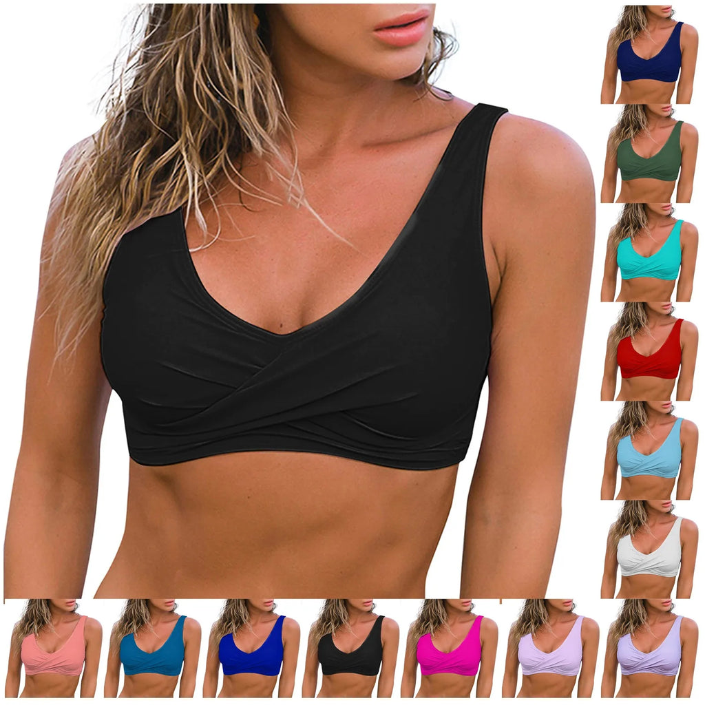 Women Sexy Bikini Top Tummy Swim Tops Bathing Suit Top No Bottom Fashionable swimwear trends Comfortably breathable chic Qme