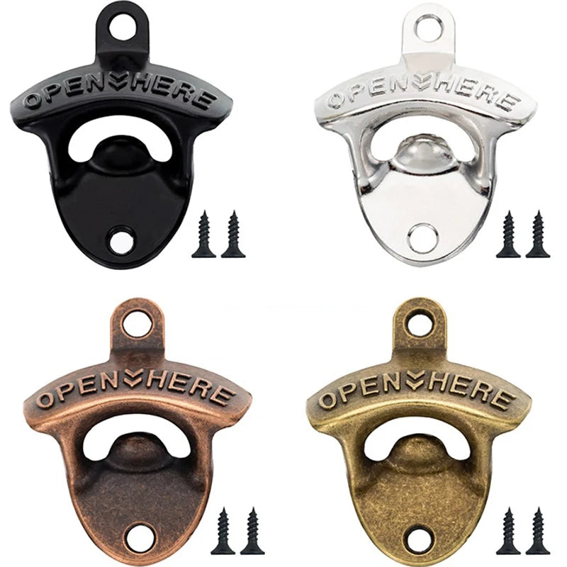 1Set Vintage Wall Mounted Wine Beer Bottle Opener Tool Keyring Bar Drinking Kitchen. Qme