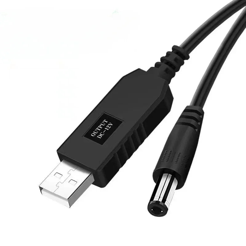 6pcs 5.5*2.1mm WiFi To Powerbank Cable Connector DC 5V To 12V USB Cable Boost Converter Step-up Cord for Wifi Router Modem Fan Qme 5V to 12V 1m