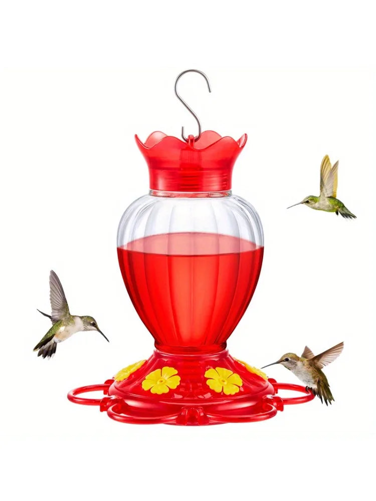 Hummingbird outdoor courtyard hanging water dispenser with habitat and ant proof pool, durable and easy to clean Qme Red