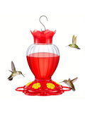 Hummingbird outdoor courtyard hanging water dispenser with habitat and ant proof pool, durable and easy to clean Qme Red