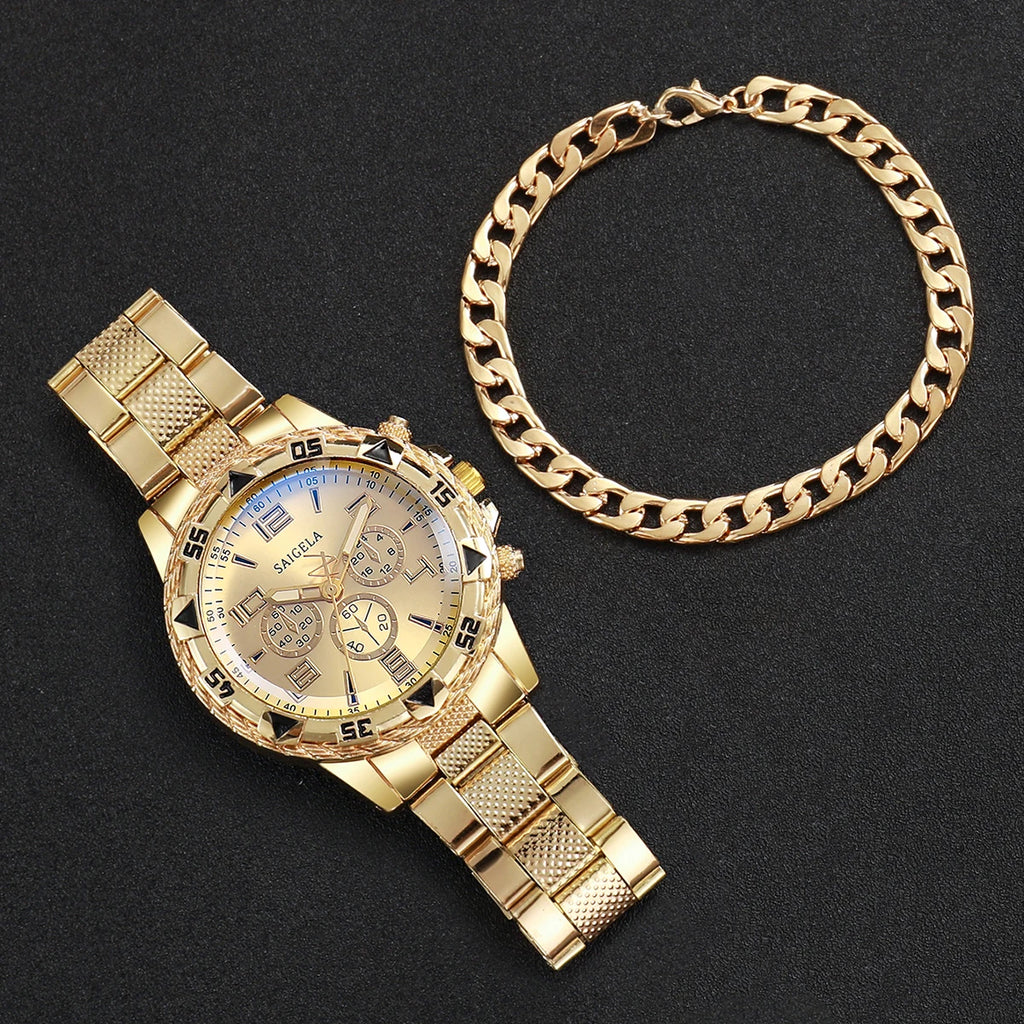 4PCS/Set Fashion Couple Watches Luxury Men Business Watch Dial Women Quartz Wristwatch Bracelets Set（Without Box） Qme 2PCS Kit No Box No