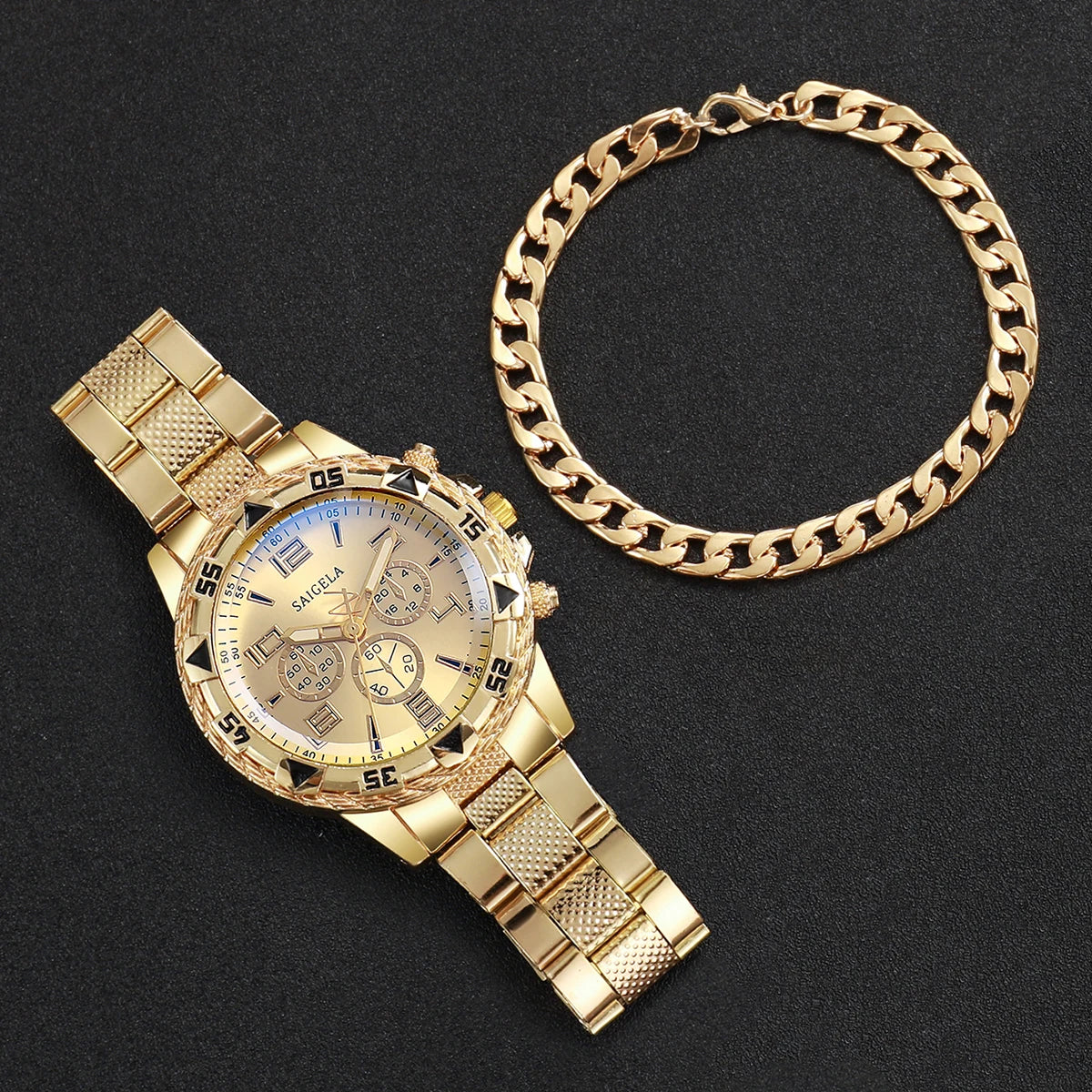 4PCS/Set Fashion Couple Watches Luxury Men Business Watch Dial Women Quartz Wristwatch Bracelets Set（Without Box） Qme 2PCS Kit No Box No