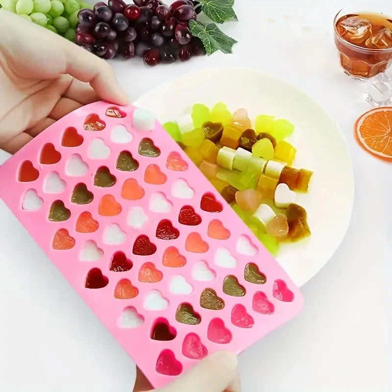 55 Mini Heart Shapes Silicone Soap Crayon Ice Cube Candy Decoration Chocolate Mold, Reusable Cake Mold Baking Kitchen Supplies Qme