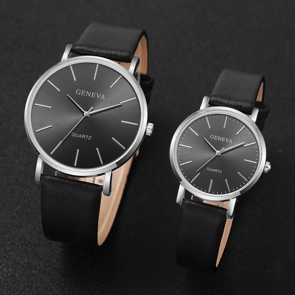 2 peças relógios de casal escala simples mostrador relógio de quartzo masculino feminino pulseira de couro relógios de pulso Qme