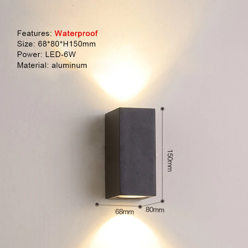 TRAZOS Round Square Modern Wall Lights Garden Porch Ip65 Waterproof Up Down Lighting Outdoor Led Bedroom Lamp Wall Decor Qme 1011 Warm White (2700-3500K)