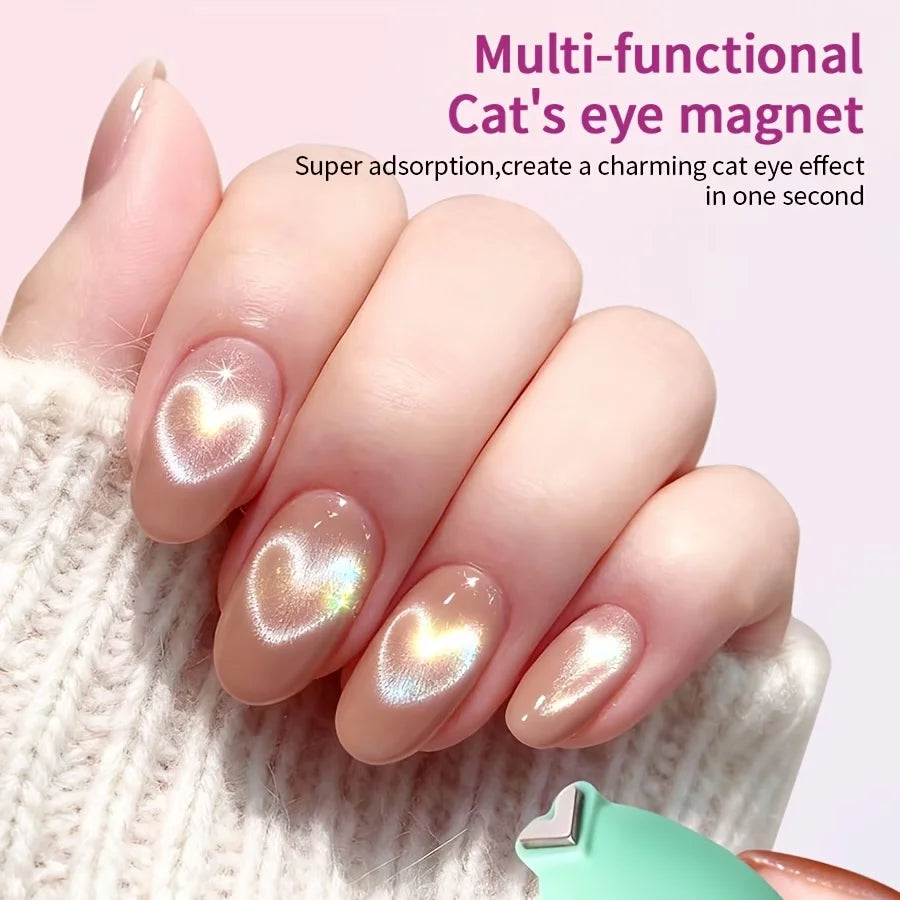 3-in-1 Heart-shaped Multi-functional Cat-eye Nail Magnet Multiple Qme