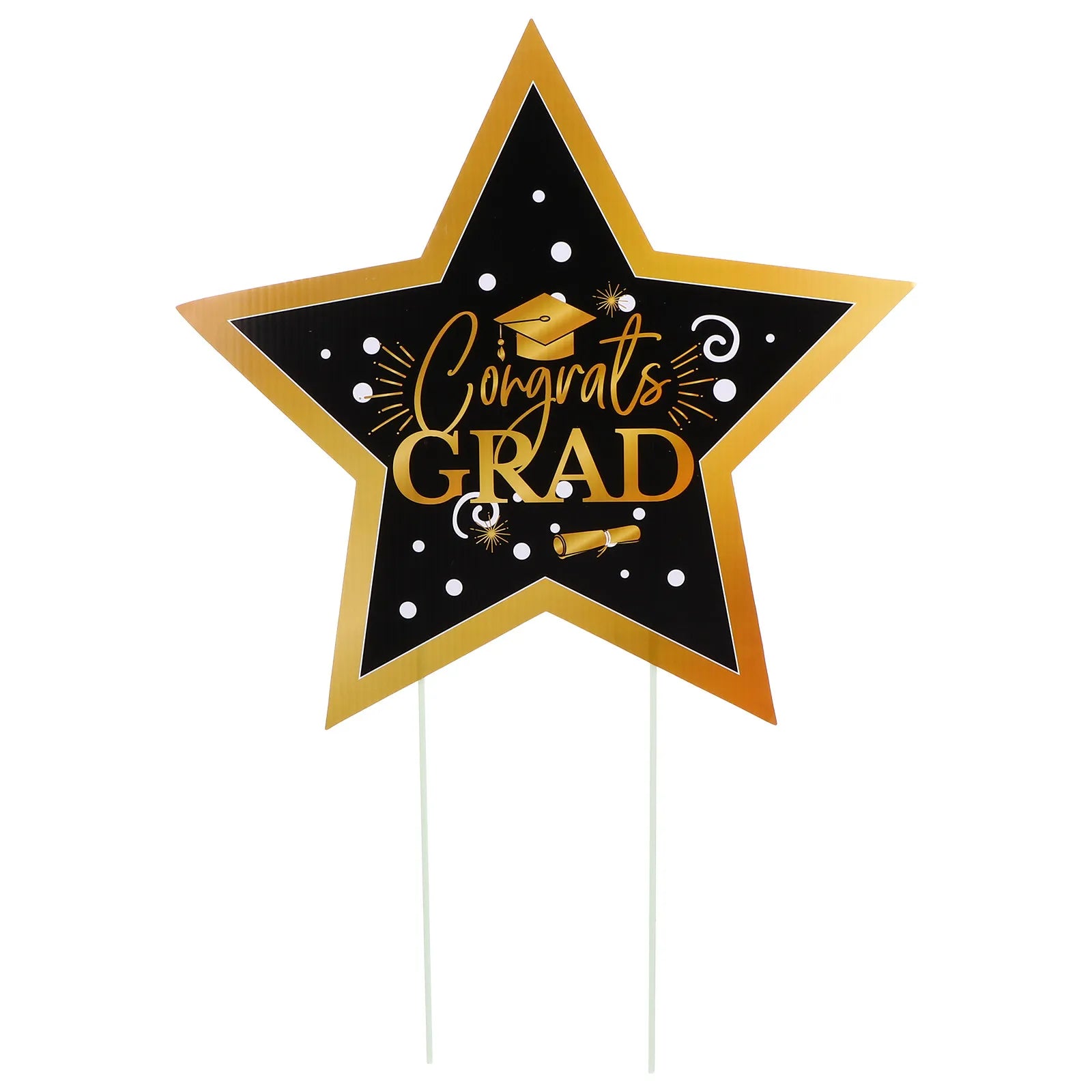 1Pcs Five Point Star Graduation Lawn Sign Plastic Premium Yard Decoration Outdoor Party Garden Festival Ornament Qme