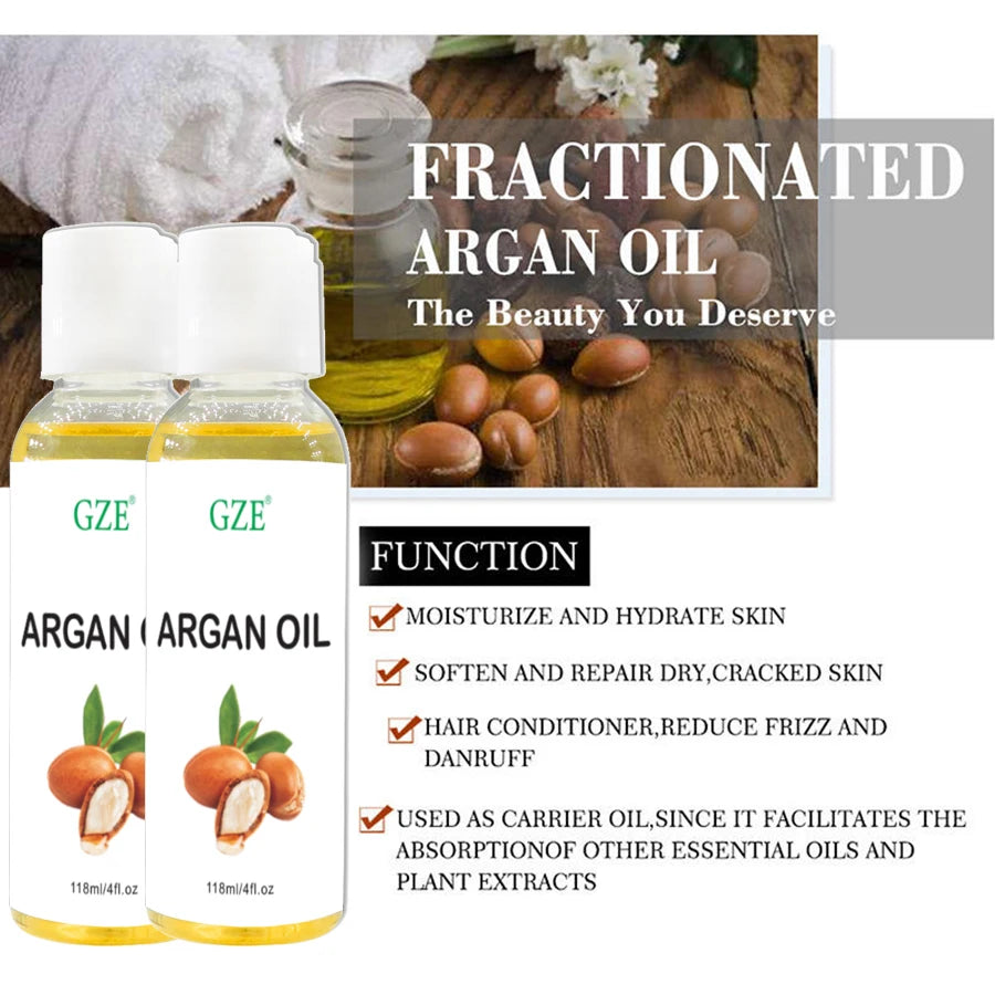 GZE Organic Moroccan Argan Oil Pure Cold Pressed Virgin Premium Grade Moisturizer for Dry, Damaged Skin, Hair, Face, Body, Scalp Qme