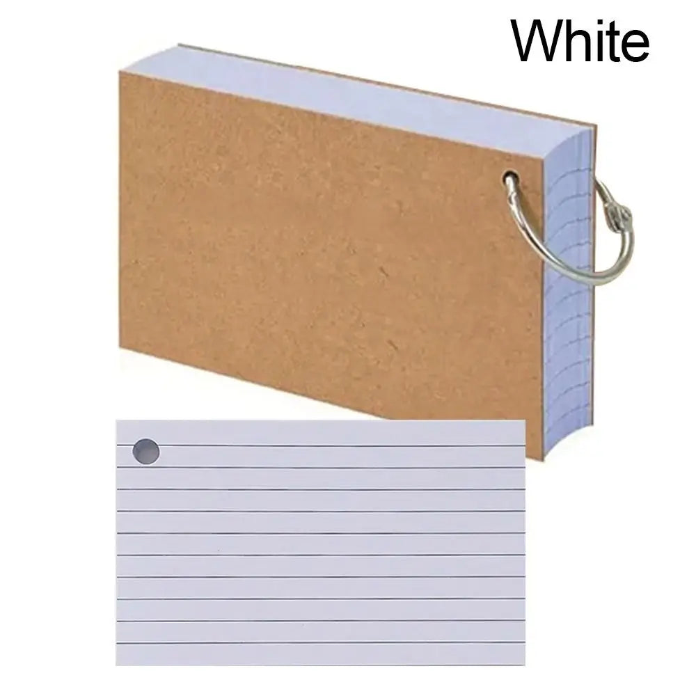 50PCS Binder Horizontal Line Memo Book Loose-Leaf Index Cards Flash Cards Small Revision Cards for Study Office Note Pads Qme White