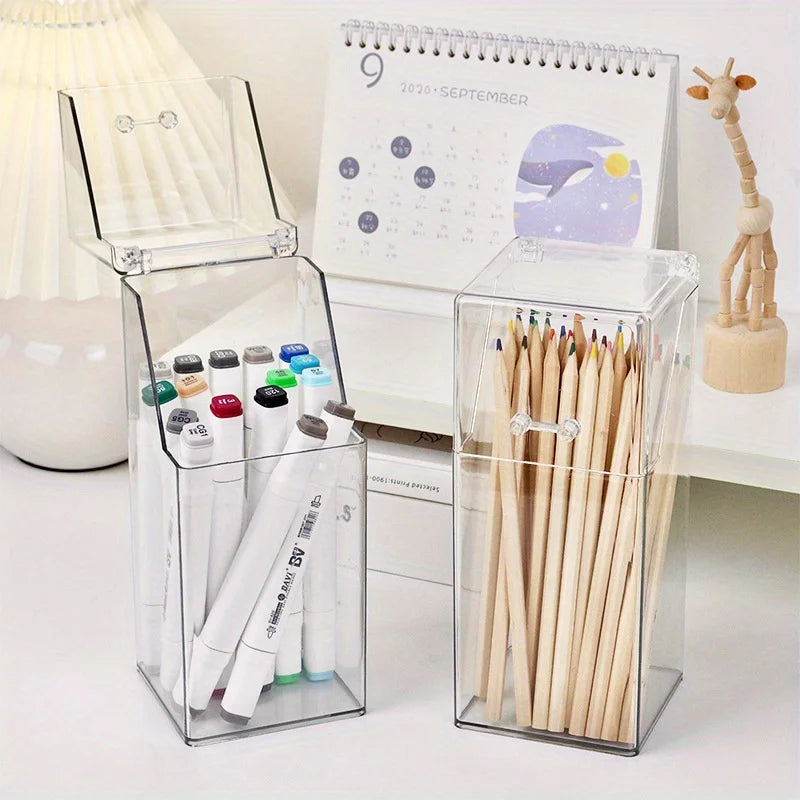 1pc Clear Makeup Brush Organizer, Large Capacity Makeup Brush Storage Box Qme