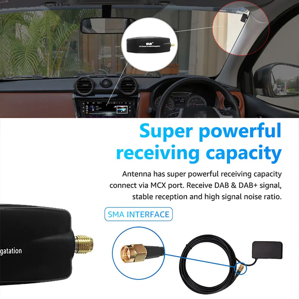 Car DAB+ Box USB Interface DAB+ Box Radio Receiver Adapter Car Radio Antenna Receiver for Android 5.1 and Above Car Radio Qme
