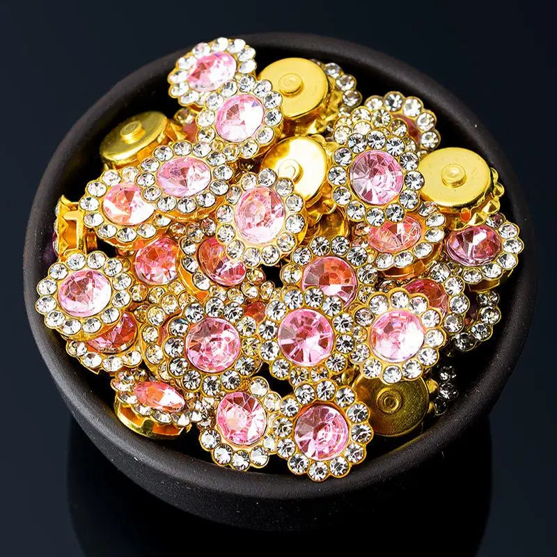 10/12mm Round Crystal Glass Sewing Stone Glue-on Claw Rhinestones Gold Base Button Sew On Rhinestones For Diy Clothes Crafts Qme D 12MM