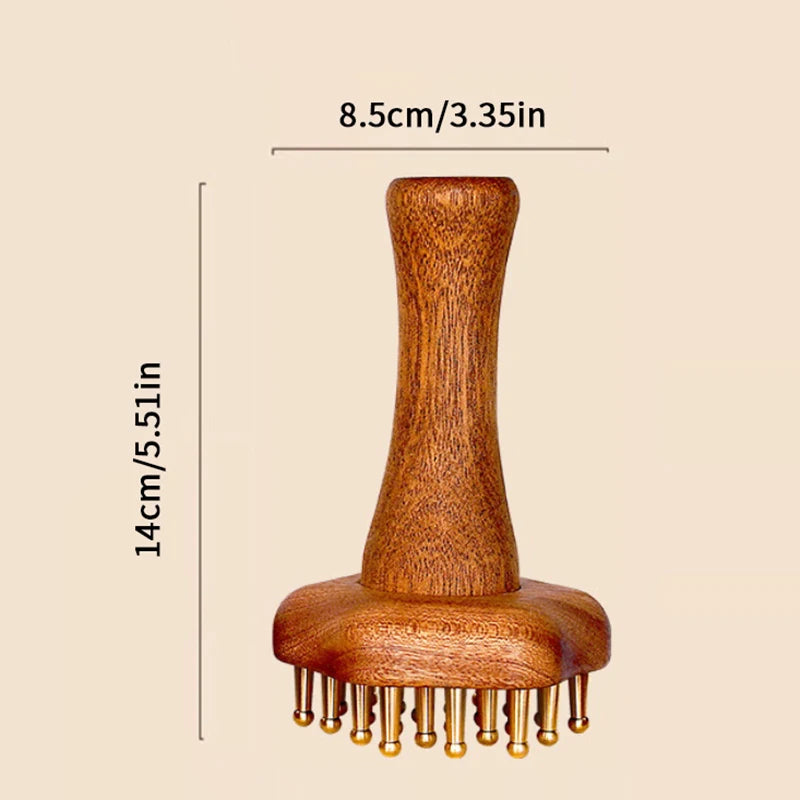 Copper Head Massage Gua Sha Comb Durable Chinese SPA Tool Long Wooden Qme