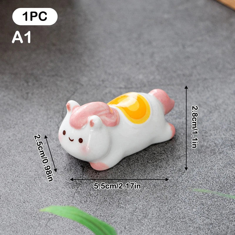 Cute Ceramic Horse Chopstick Rest Rack & Holders Spoon Fork Knife Stand Flatware Organizer Horse Year Ornaments Table Decor Qme A1
