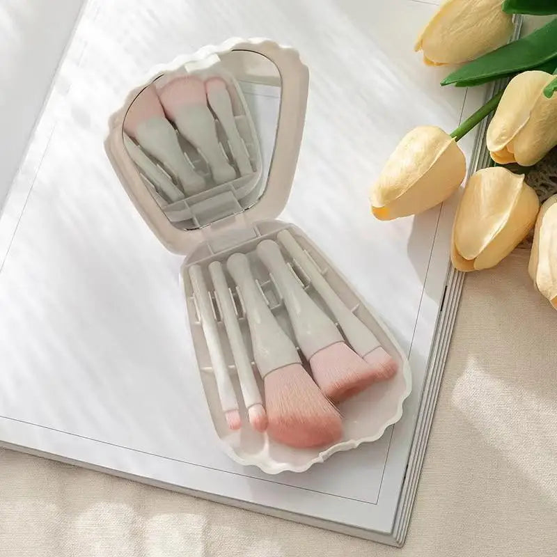 Portable Soft Fiber Makeup Brushes HD Mirror Multipurpose Cosmetic Qme A