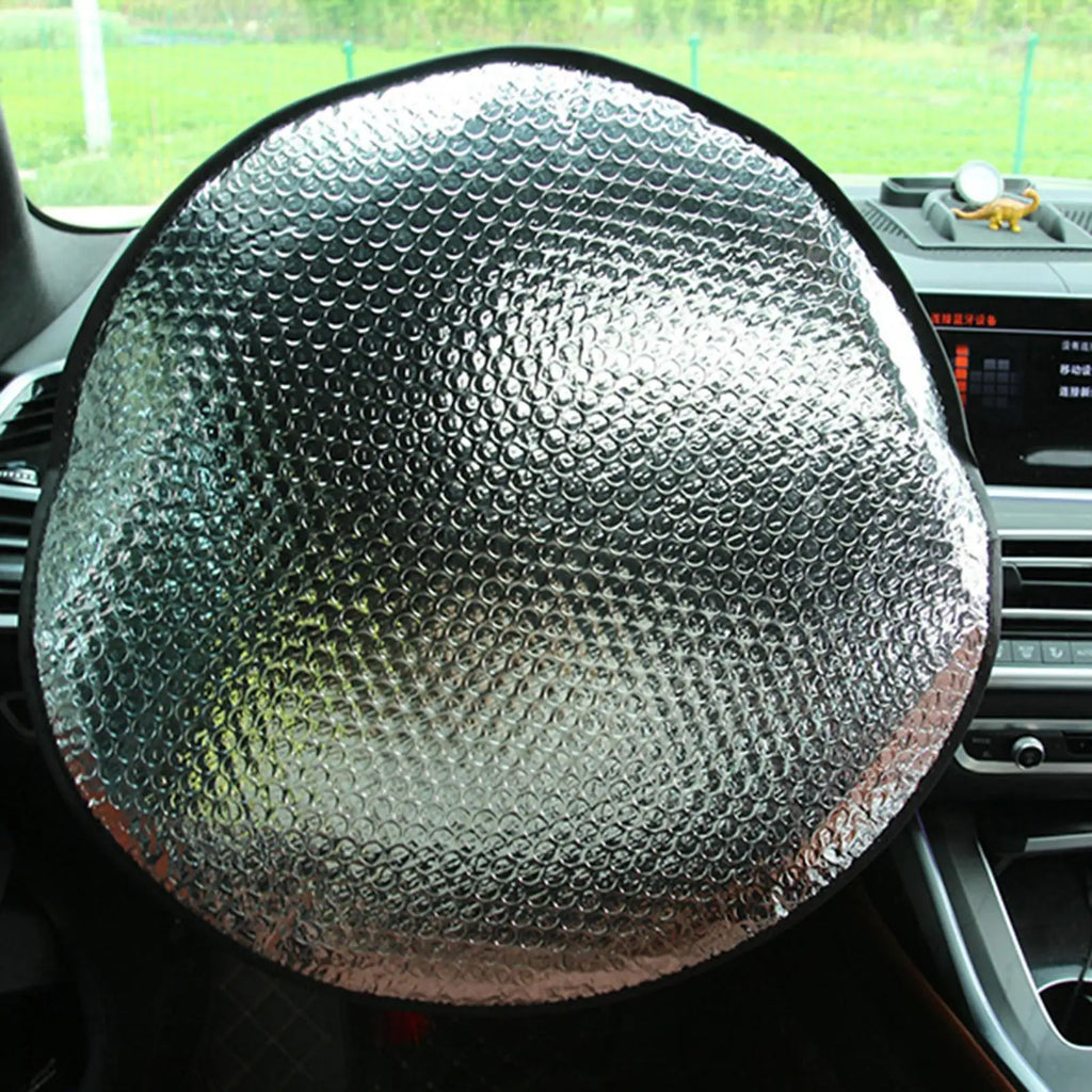 Foil Steering Wheel Cover Steering Wheel Sun Block Aluminum Foil Reflector Protective Vehicle Sunshade Heat Isolation for SUV Qme