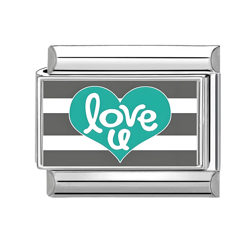Fashion OVER Love Eyes Fish Colorful Charm Bracelet Fit Stainless