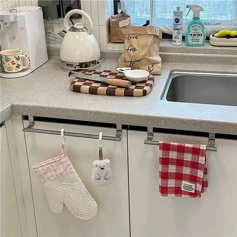 Stainless Steel Towel Rod,drillless Cabinet Door Rack Hanging Towels,Bathroom Accessories Door,Kitchen/bathroom Storage Qme