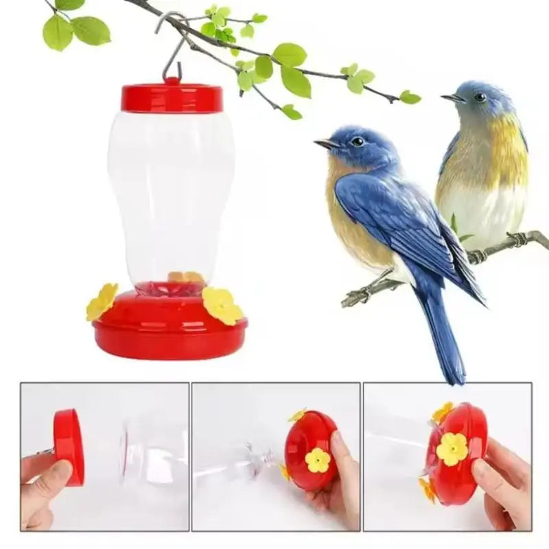 480ML Clear Plastic Bird Water Feeder Hanging Bottle with Iron Hook for Garden Hummingbird Feeder Pet Bird Supplies Qme