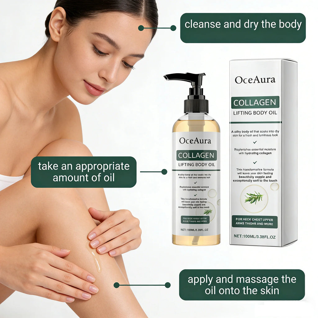 Collagen Body Oil Tighten Skin Lifting Increase Body Elasticity Massage Repair Moisturizing Non-greasy Essential Care Oil 100ml Qme