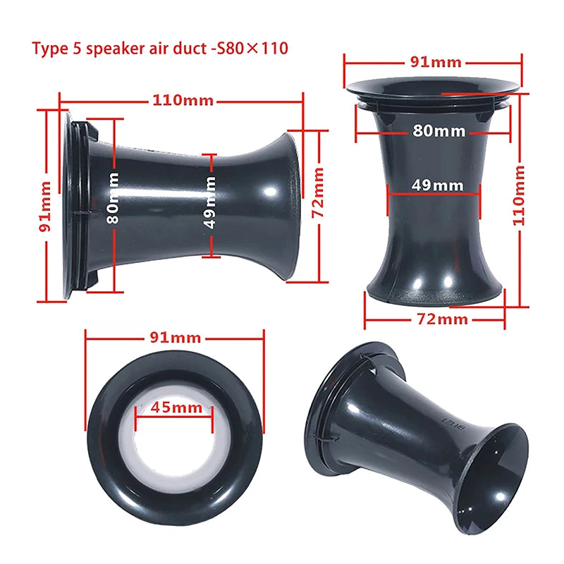 Speaker Bass Tube Accessories Reflex Port Plastic Car DJ Subwoofer Qme 80x110
