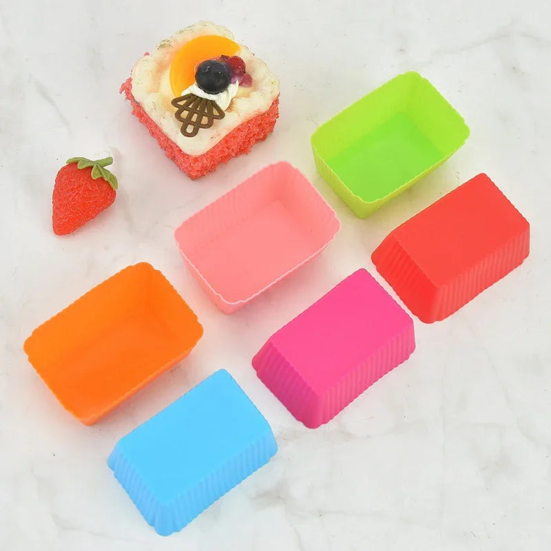 5pcs Silicone Cake Mold Muffin Cupcake Baking Molds Reusable DIY Cake Decorating Tool Wedding Birthday Party Decorations Qme