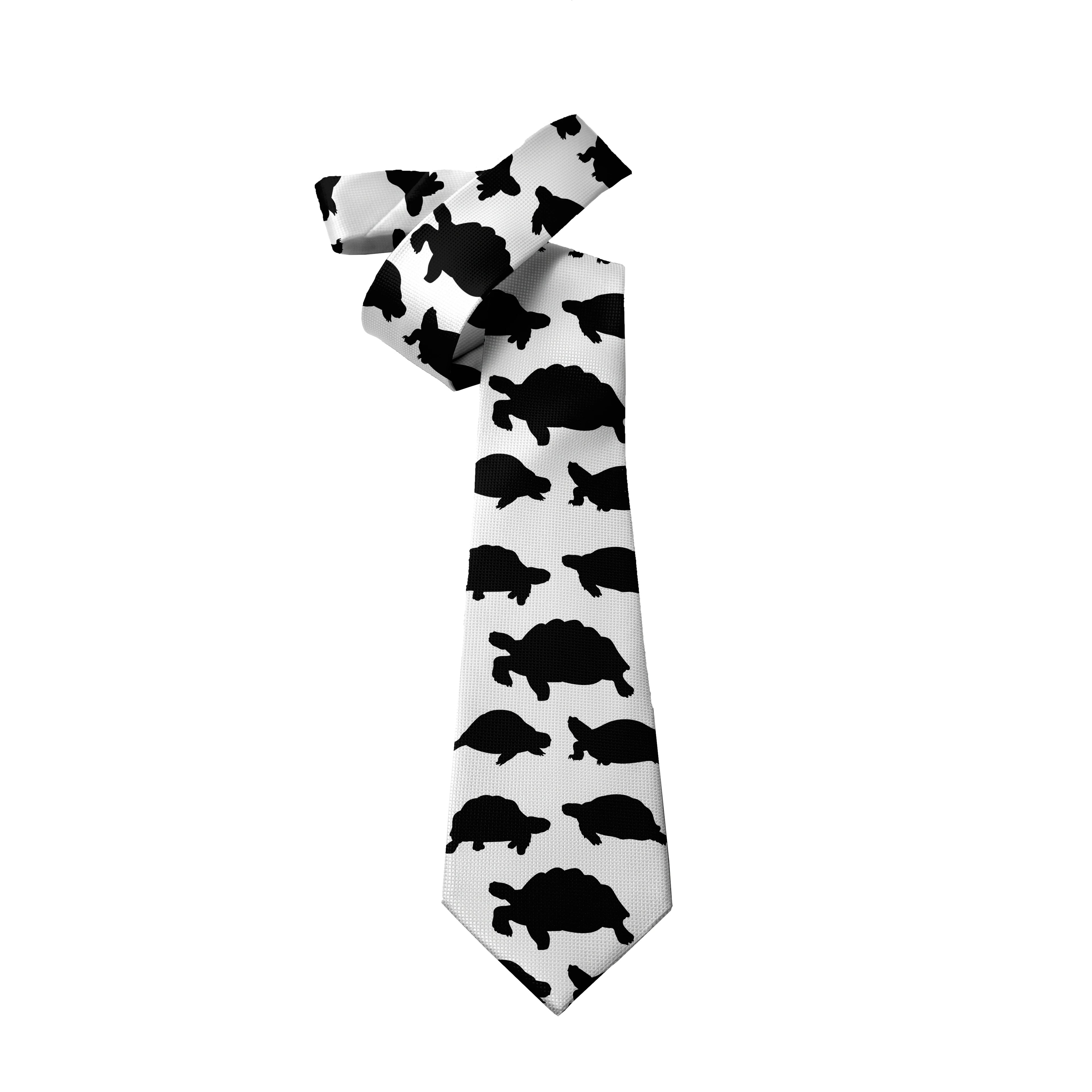 Funny Cartoon Tortoise Print Tie Unisex Fashion Business Men's Casual Qme