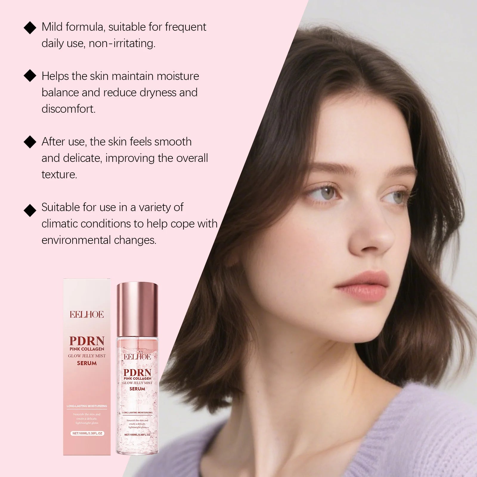 Jelly Mist Serum Collagen Brightening Essence Spray Facial Moisturizing Soothing Delicate Skin Improve Drying Skin Care Qme