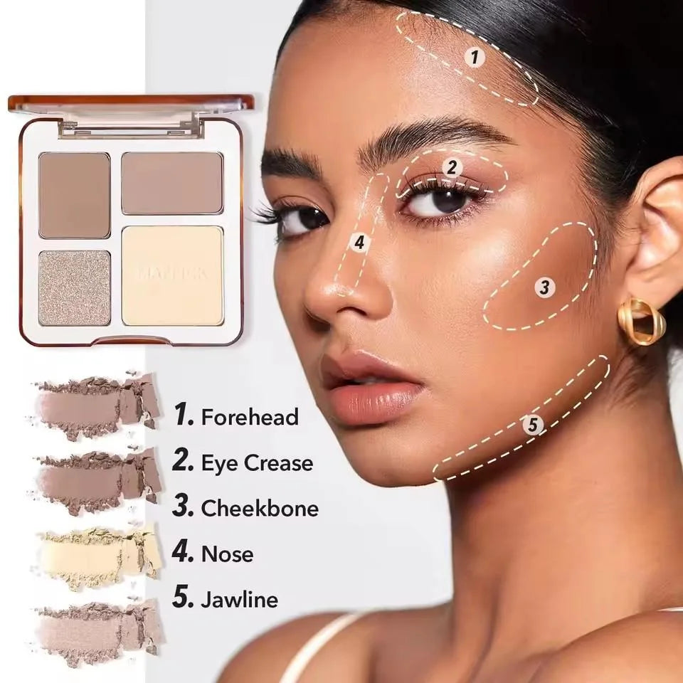 Natural Stereoscopic Face Powder Palette Matte Bronzer Contour Qme