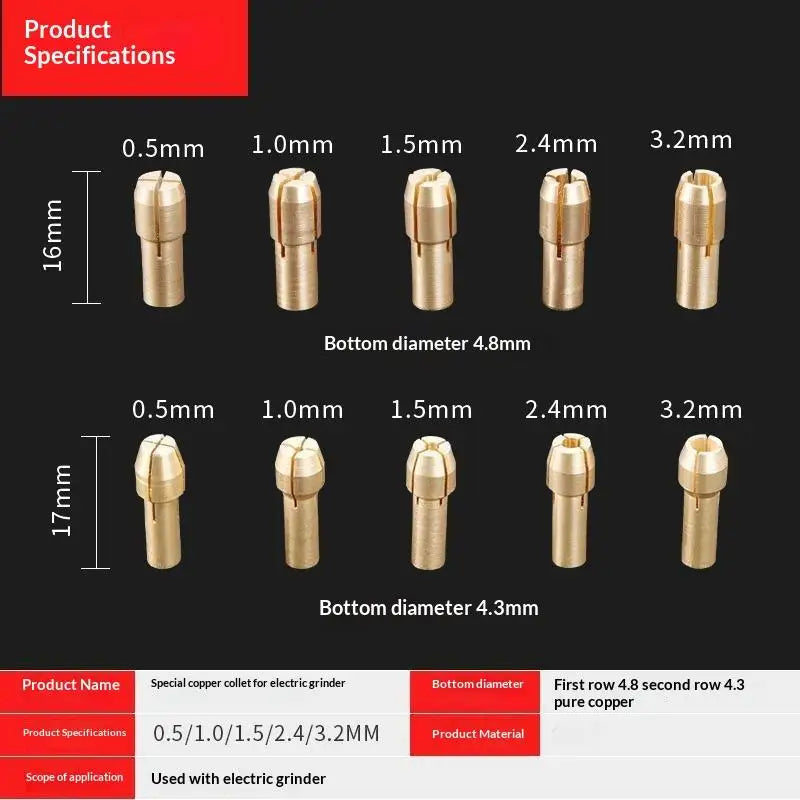 Lot 0 5- Brass Nut Accessories Mini Drill Collet Chuck Rotary Tool Qme