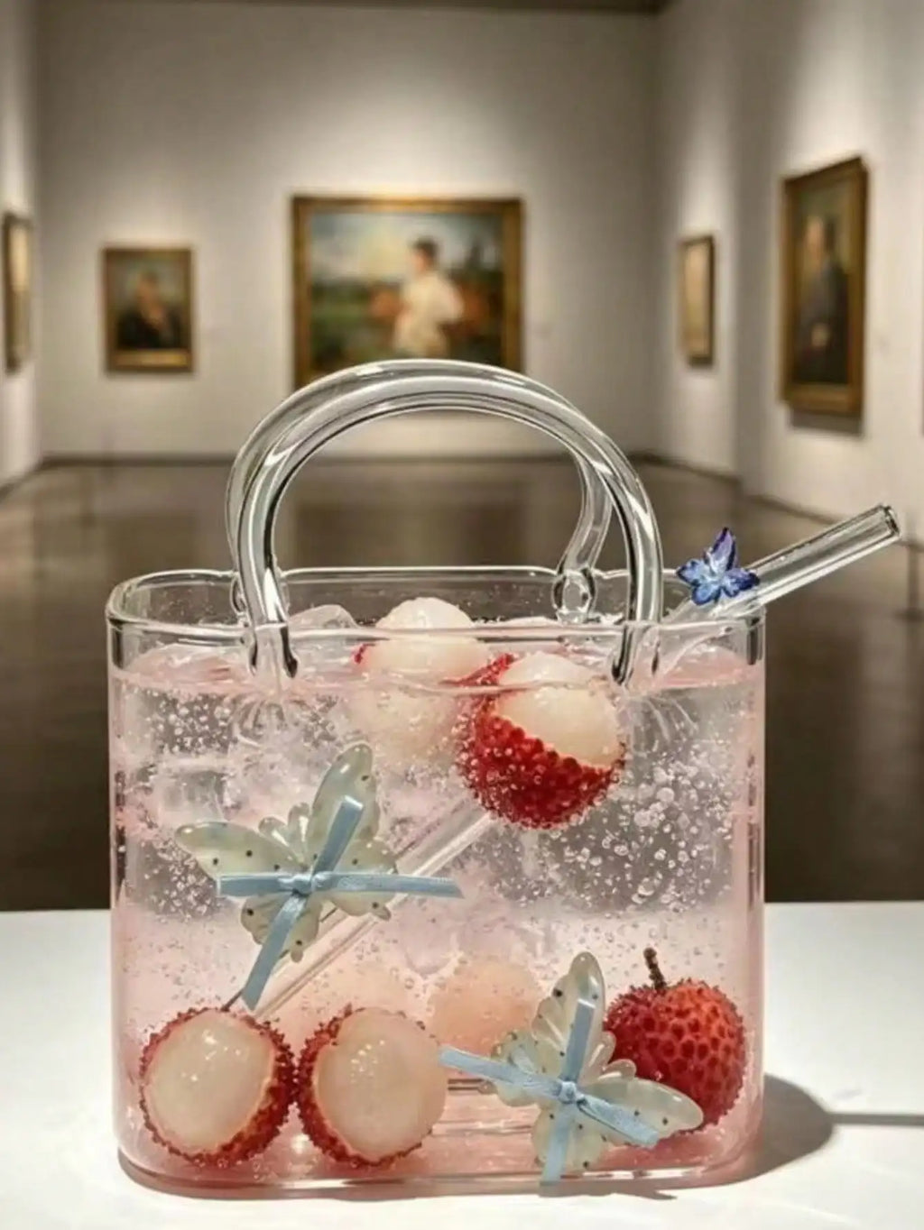 Glass Handbag Cocktail Straw Creative Beauty Beverage Borosilicate Qme