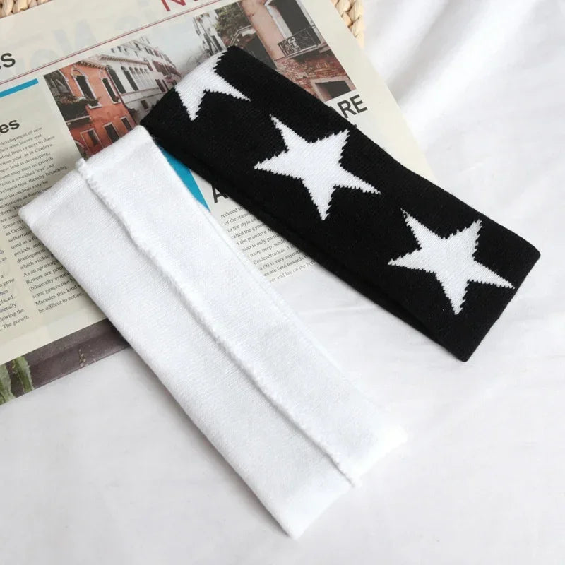 Men Women Elastic Sweatband Sport Hairbands Pentagram Head Band Yoga Qme