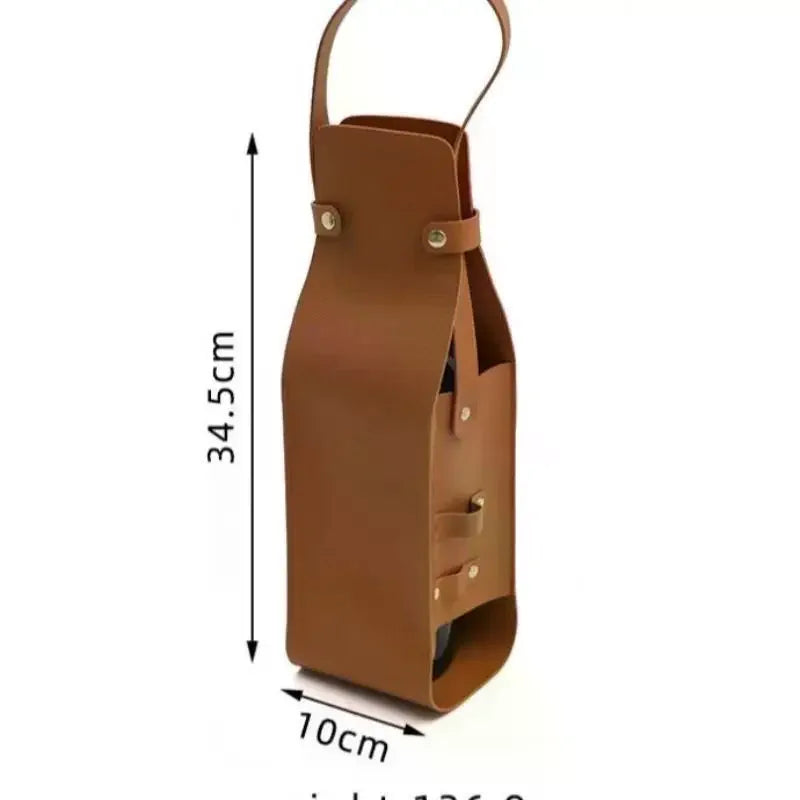 1 PCS Elegant Reusable Wine Gift Bag PU Leather Double Layer Champagne Gift Bag Durable Wine Tote Carrier Qme