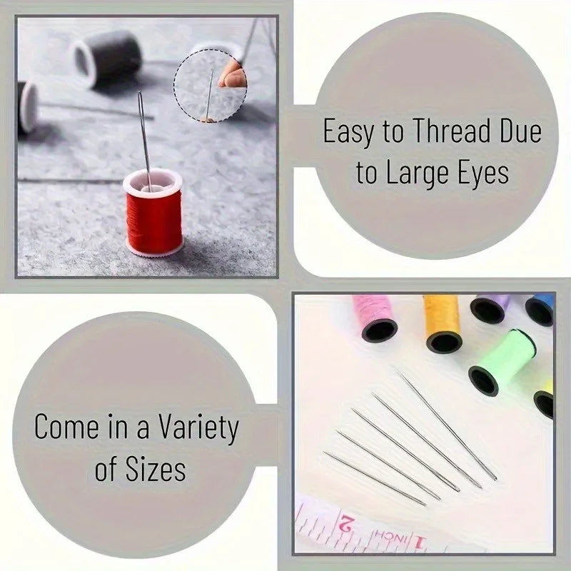 A complete sewing kit, equipped with a storage box, including a handmade DIY sewing needle, thread, as well as a storage box Qme