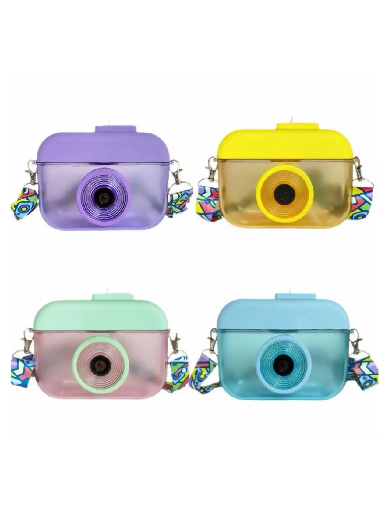 Cute Camera Shaped Kids Plastic Sippy Cup Strap Portable Outdoor Qme