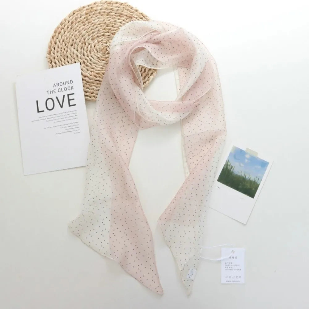 Elegant Polka Dots Long Scarf Versatile Narrow Scarves Fashionable Qme Style H