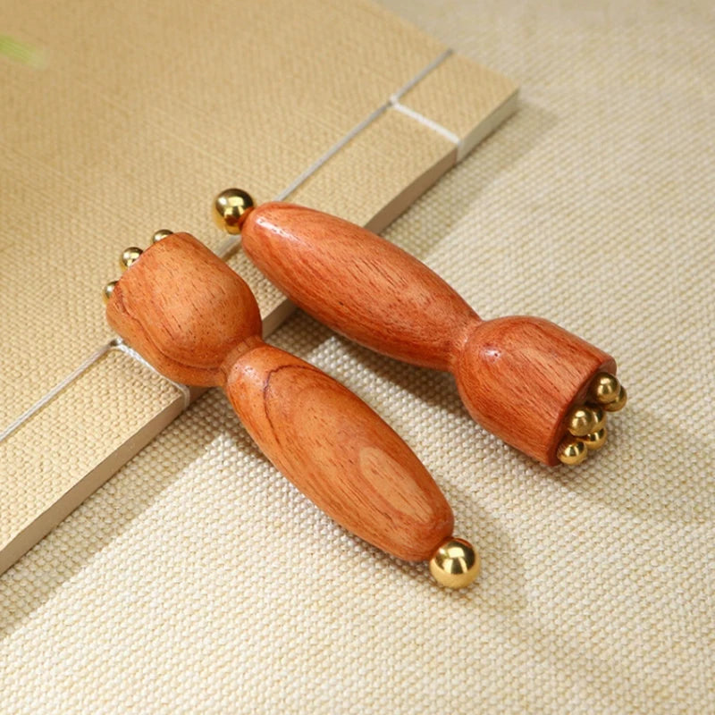 Mini Lotus Seedpod-style Gua Sha Tool Brass Wood Facial Massager Eyes Qme