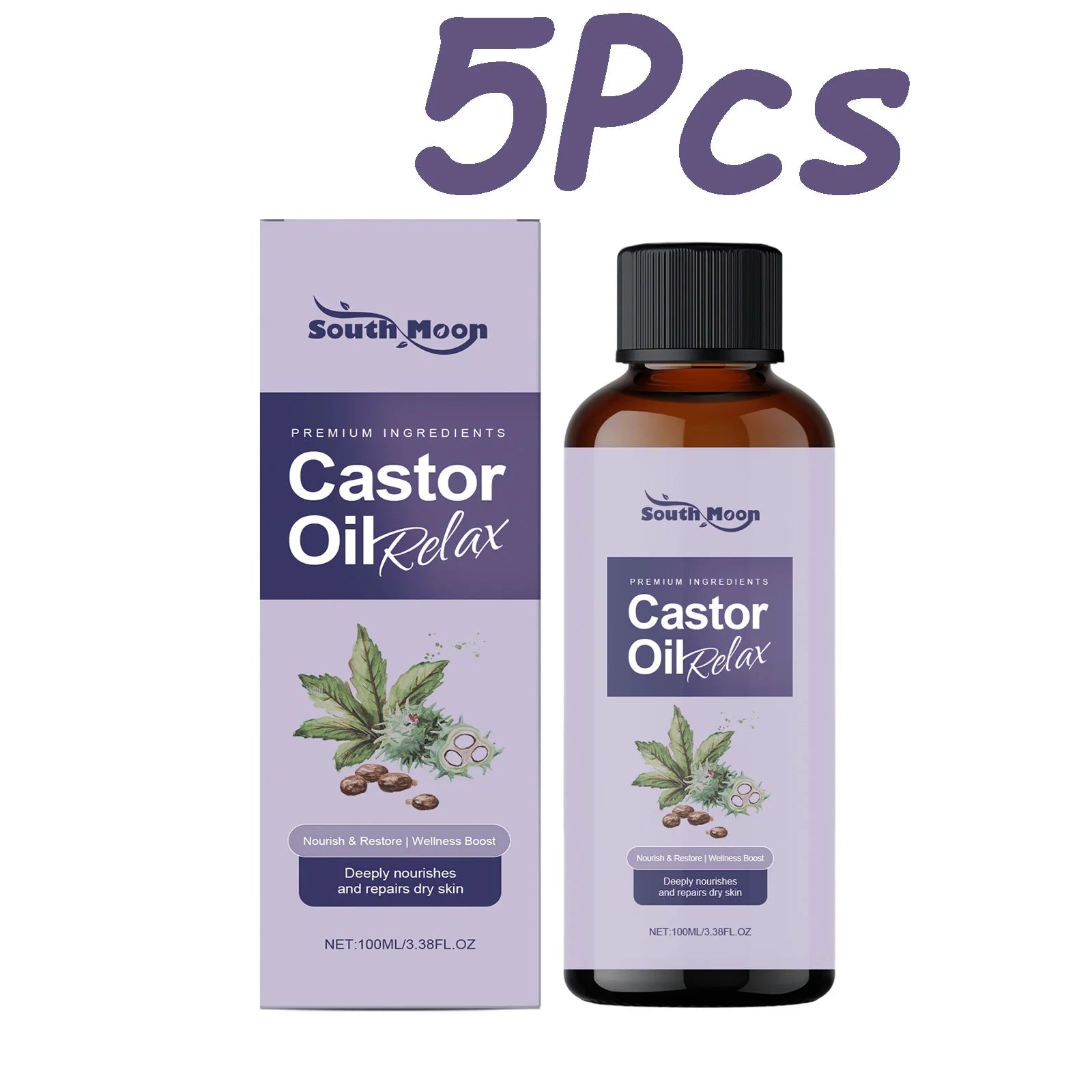 Castor Body Oil Deep Nourishing Firming Soften Smoothing Skin Relaxing Sleep Aromatherapy Essential Oil Body Massage Oil Qme 5Pcs 100ml