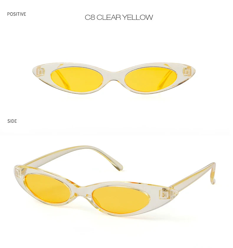 2022 Skinny Narrow Cat Eye Sunglasses Women Vintage Small RED Pink Drop Frame Retro Tiny Oval Sun Glasses Shades Qme 5 Other