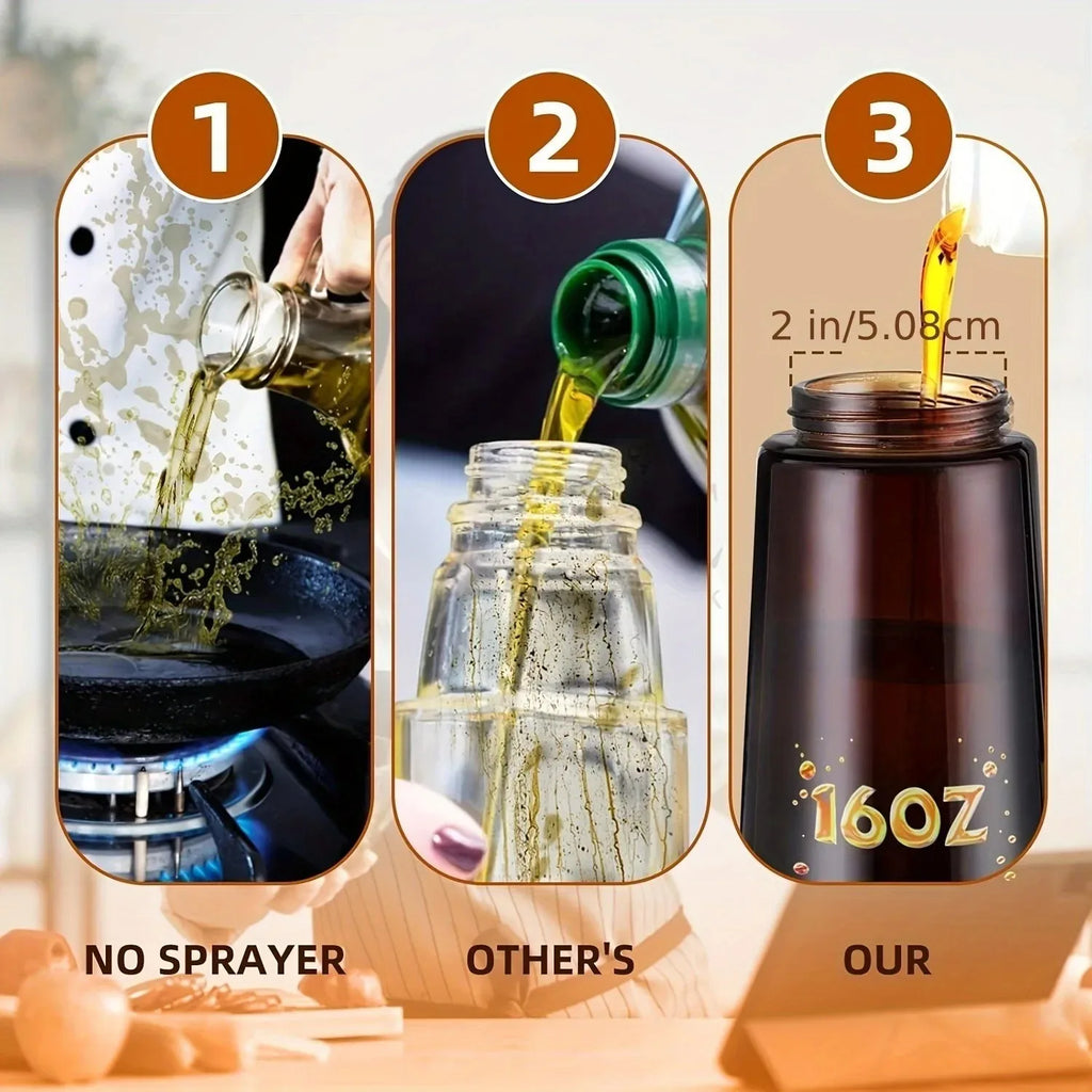 2-in-1 Light Blocking Brown Oil Sprayer Cooking Olive Dispenser Qme