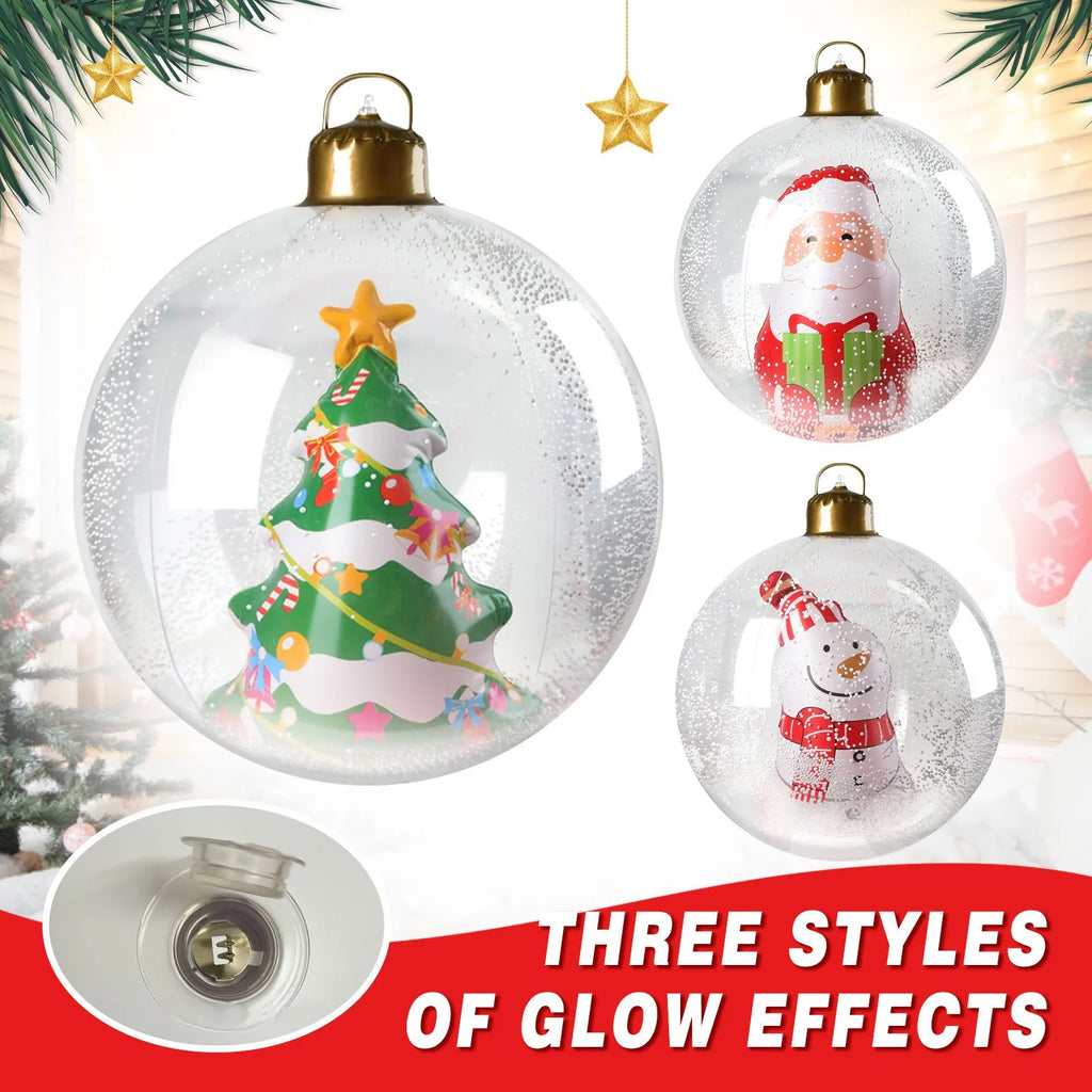24 Inch Inflatable Christmas Balls Outdoor Christmas Decorations with Lights PVC Giant Inflatable Christmas Balls Holiday Decor Qme